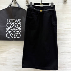 Loewe 25 Belt Skirt Black Cotton