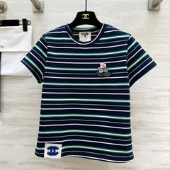 CC Beaded Flowers Shirt Dark Blue Cotton