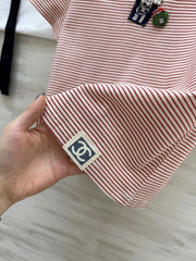 CC Beaded T-shirt Pink White Cotton