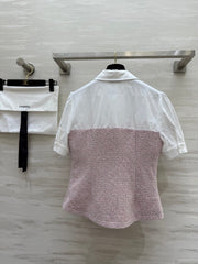 CC 25 Short Sleeved Tweed Pink Tweed Fabric