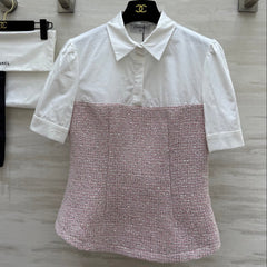 CC 25 Short Sleeved Tweed Pink Tweed Fabric