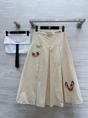 CC Pastoral Style Butterfly Skirt Beige Cotton