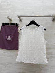 CC Hollow Lace T-shirt White Cotton