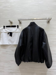CHANEL 25S STAND-COLLAR LEATHER JACKET 291