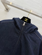 MONCLER 25S COTTON DENIM HOODED JACKET 345