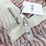 MISS DIOR ALLOVER SHAWL 140 CM IN PALE PINK MIX WHITE SILK CASHMERE 411631