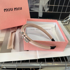 SILK HAIRBAND ATTACHED CRYSTAL LOGO LIGHT PINK 196476