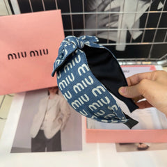 DENIM BOW HEADBAND BALTIC BLUE MIX WHITE 205577