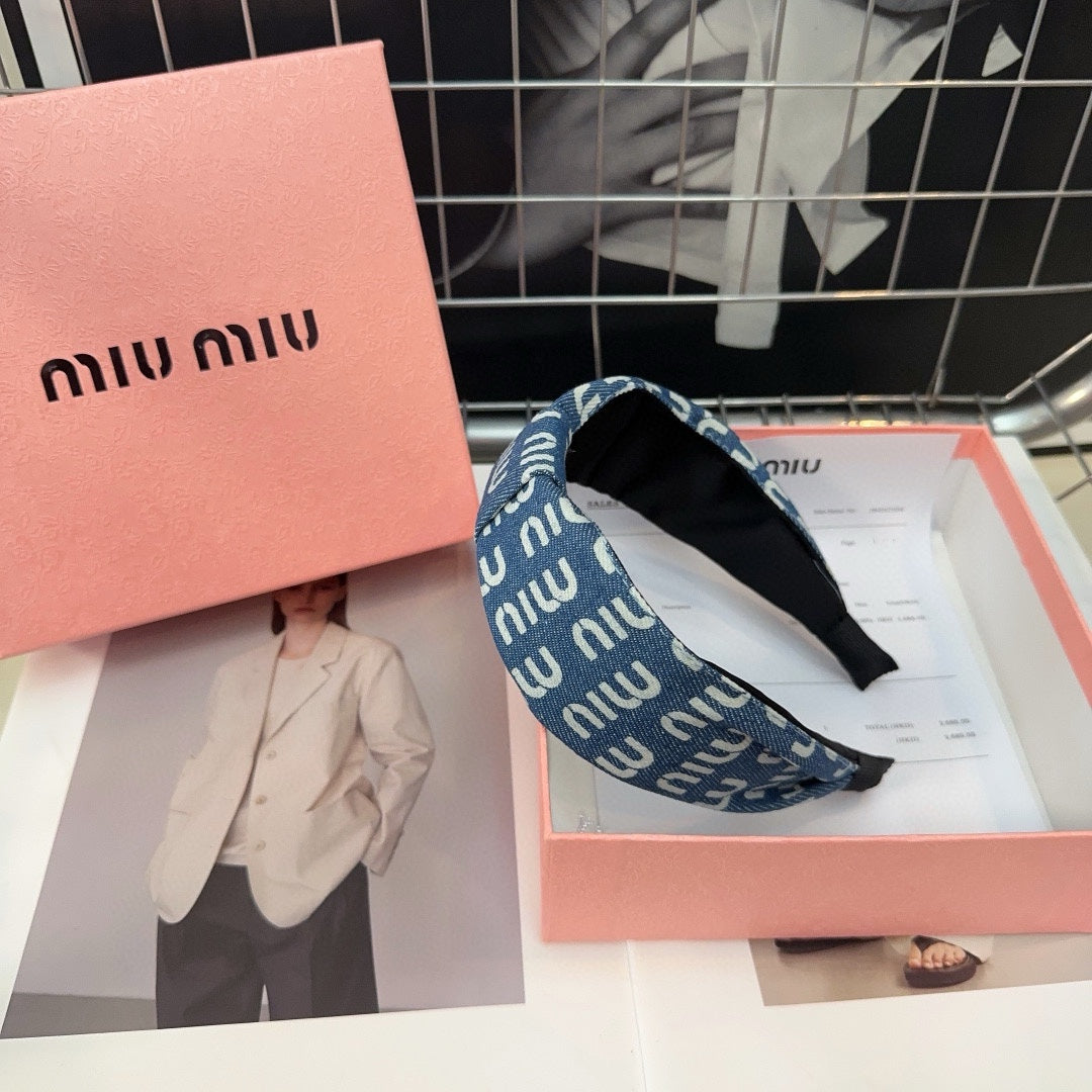 DENIM LETTER HEADBAND BALTIC BLUE MIX WHITE 205578
