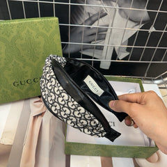 HEADBAND IN WHITE MIX BLACK CANVAS AND CALFSKIN 391715
