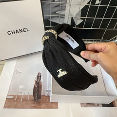 BLACK SILK AND FABRIC HAIRBAND 410877