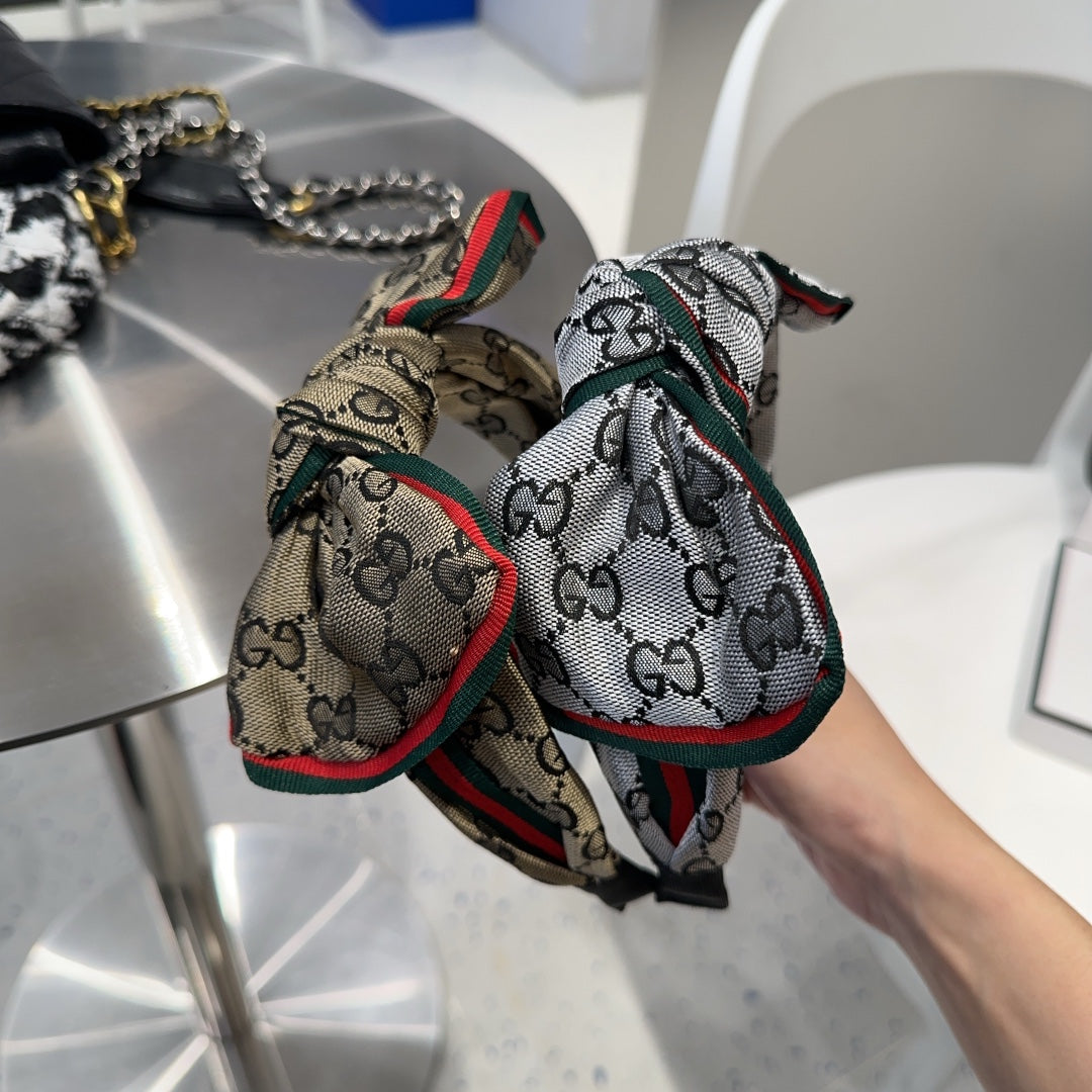 BOW HAIRBAND IN DARK BEIGE MONOGRAM CANVAS 414472