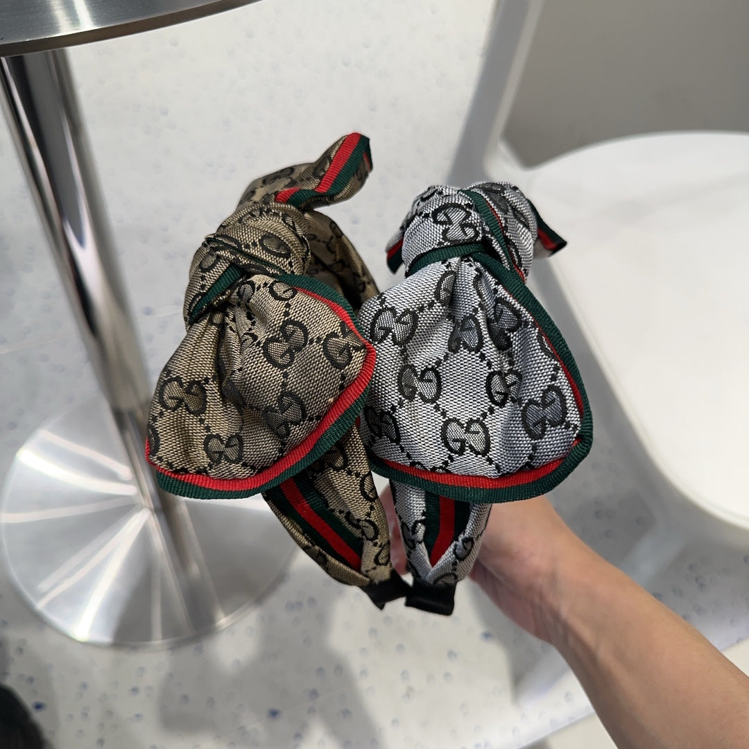 BOW HAIRBAND IN DARK BEIGE MONOGRAM CANVAS 414472