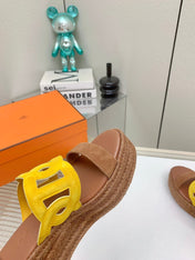 ITHEA 85 MM ESPADRILLE IN BRONZE BROWN AND AMBER YELLOW SUEDE