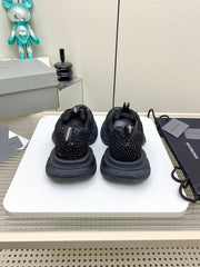 XL FISHNET SNEAKER IN BLACK MESH, POLYURETHANE, POLYESTER WITH RHINESTONES