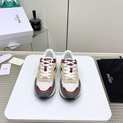 RUNNER CR-03 LOW LACE-UP IN WHITE MESH AND BEIGE CALFSKIN