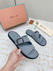 SANDALS IN GREY CALFSKIN