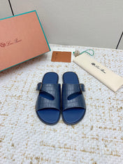 SANDALS IN CLASSIC BLUE SNAKE EMBOSSED CALFSKIN