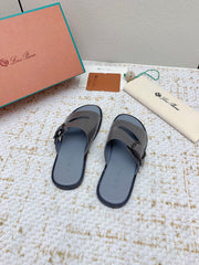 SANDALS IN DARK GRAY SNAKE EMBOSSED CALFSKIN