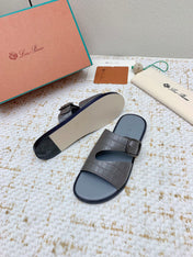 SANDALS IN DARK GRAY SNAKE EMBOSSED CALFSKIN