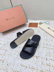SANDALS IN BLACK SNAKE EMBOSSED CALFSKIN