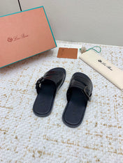 SANDALS IN BLACK SNAKE EMBOSSED CALFSKIN