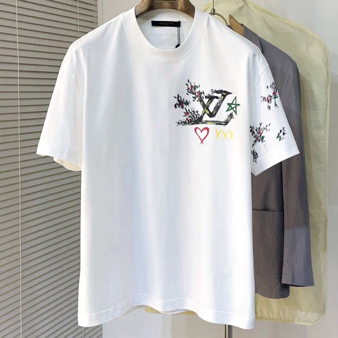 LV T-SHIRT WHITE MIX COLORFUL COTTON 239606