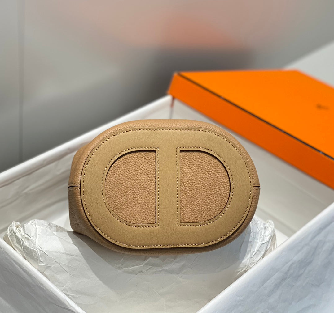 HERMES 25S IN THE LOOP 18 IN LIGHT CARAMEL CALFSKIN SILVER HARDWARE