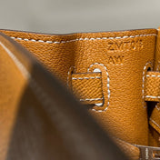 KELLY 25CM IN GOLD EPSOM CALFSKIN SILVER HARDWARE