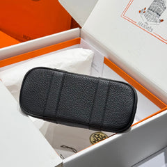 GARDEN PARTY 23CM IN WHITE TOILETS COTTON CANVAS AND BLACK CALFSKIN