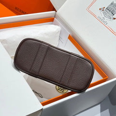 GARDEN PARTY 23CM IN BEIGE TOILETS COTTON CANVAS AND DARK BROWN CALFSKIN