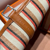 PICOTIN LOCK 18 BAG IN GOLD CALFSKIN ÉCRU/BEIGE/FAUVE/ROSE POP/NOIR EMBROIDERY CANVAS