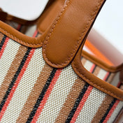 PICOTIN LOCK 18 BAG IN GOLD CALFSKIN ÉCRU/BEIGE/FAUVE/ROSE POP/NOIR EMBROIDERY CANVAS