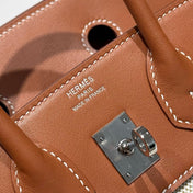 HM BIRKIN 25CM IN VEAU BARENIA SWIFT CALFSKIN ERCU TOILE CANVAS