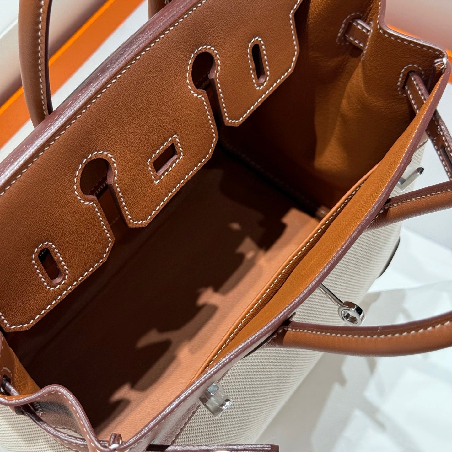 HM BIRKIN 25CM IN VEAU BARENIA SWIFT CALFSKIN ERCU TOILE CANVAS