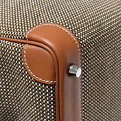 QUADRILLE BIRKIN 25CM IN GOLD SWIFT CALFSKIN AND BLACK/WHITE/BROWN TOILE CANVAS