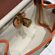 HERMES 25S MINI HERBAG 20 IN BEIGE AND BROWN CANVAS GOLD HARDWARE