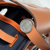 HERMES 25S MINI HERBAG 20 IN NAVY BLUE CANVAS SILVER HARDWARE