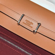 HERMES 25S MINI HERBAG 20 IN PLUM RED CANVAS SILVER HARDWARE