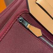 HERMES 25S MINI HERBAG 20 IN PLUM RED CANVAS SILVER HARDWARE