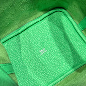 HERMES 25S PICOTIN LOCK 18 IN SPRING GREEN CALFSKIN SILVER HARDWARE