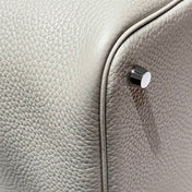 HERMES 25S PICOTIN LOCK 22 IN IVORY CALFSKIN SILVER HARDWARE