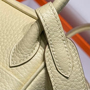 HERMES 25S MINI LINDY 19 IN PASTEL YELLOW CALFSKIN SILVER HARDWARE