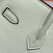 HERMES 25S MEDIUM BIRKIN 25 IN LIGHT MINT GREEN CALFSKIN SILVER HARDWARE