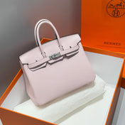 HERMES 25S MEDIUM BIRKIN 25 IN PINK BABY CALFSKIN SILVER HARDWARE