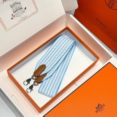 25S HERMES SANGLE ALLEGRO BAG STRAP BLUE 85 IN CANVAS SILVER HARDWARE