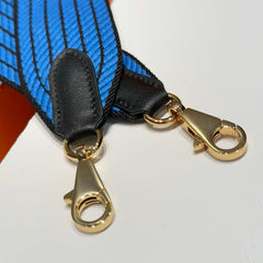25S HERMES BAG STRAP BLUE 85 IN CANVAS GOLD HARDWARE