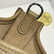 HERMES 25S MINI EVELYNE 18 IN BEIGE MARFA PATTERNED STRAP CALFSKIN SILVER HARDWARE