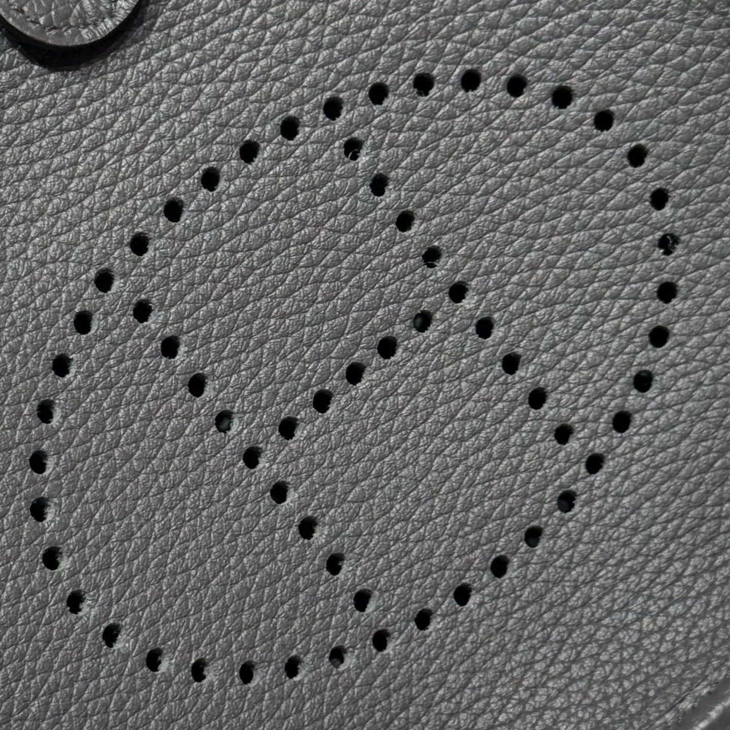 HERMES 25S MINI EVELYNE 18 IN CHARCOAL GRAY PATTERNED STRAP CALFSKIN SILVER HARDWARE