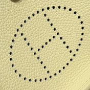 HERMES 25S MINI EVELYNE 18 IN MILTON YELLOW PATTERNED STRAP CALFSKIN SILVER HARDWARE